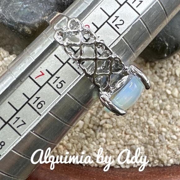 Blue Moonstone silver Victorian ring/Libra/cancer/Scorpio - Picture 2 of 5